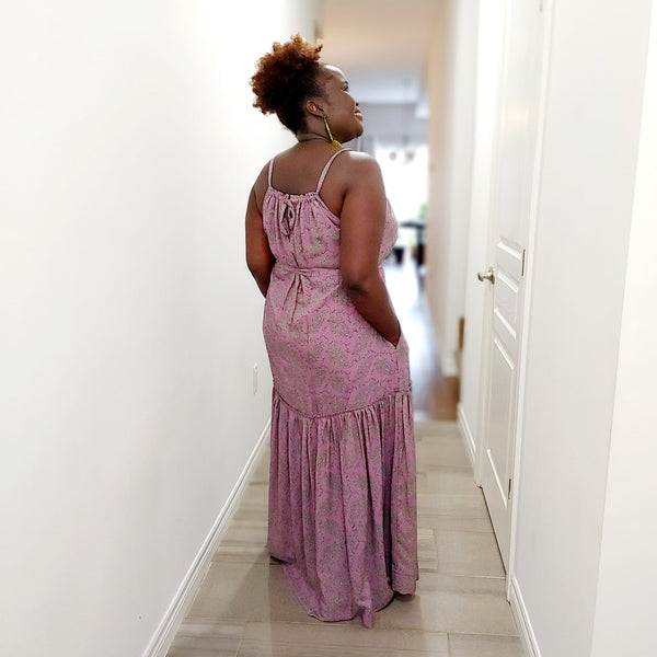 Purple Paisley Tier Maxi Dress