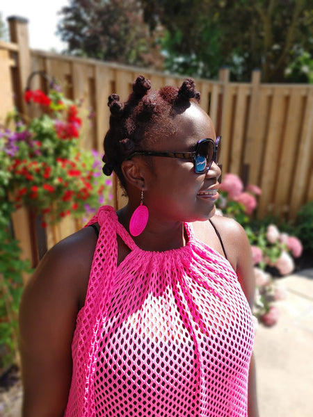 Pink Fishnet Mesh Maxi Dress