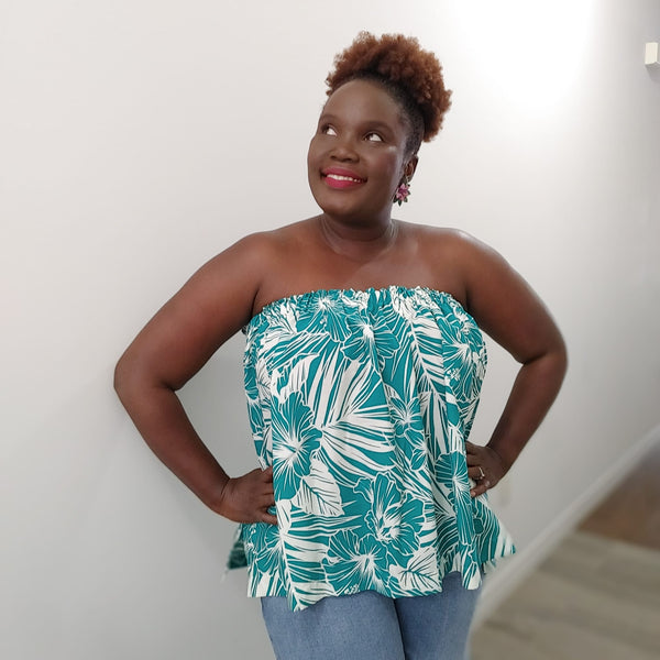Strapless Top - Hawaiian Print Cotton