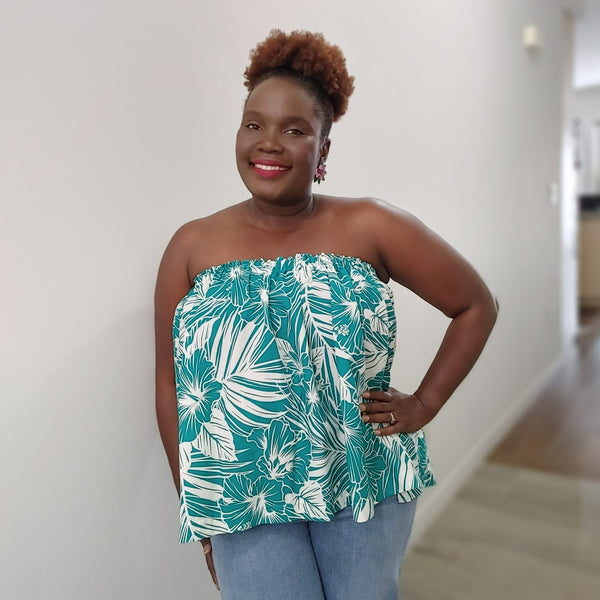 Strapless Top - Hawaiian Print Cotton