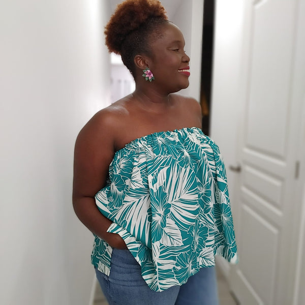 Strapless Top - Hawaiian Print Cotton