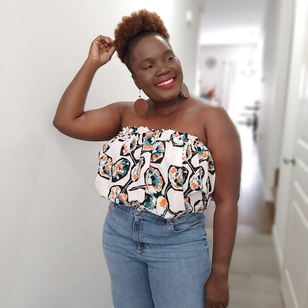 Strapless Top - Abstract Cotton Print