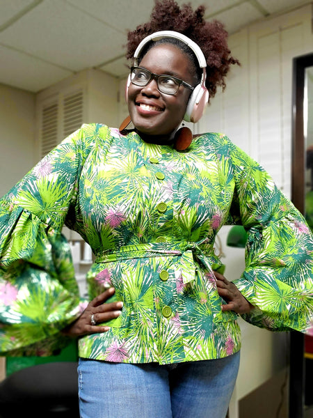 Button Down Drama Sleeve Top