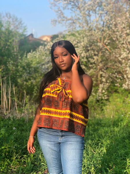 Strapless Top - Abstract Print Cotton