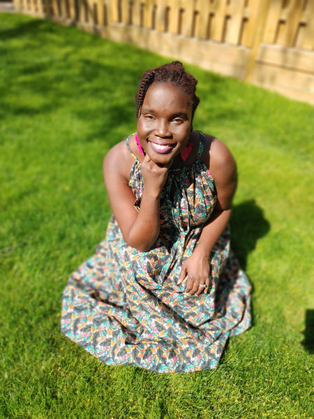 Multi-Coloured Printed Cotton Maxi Dress