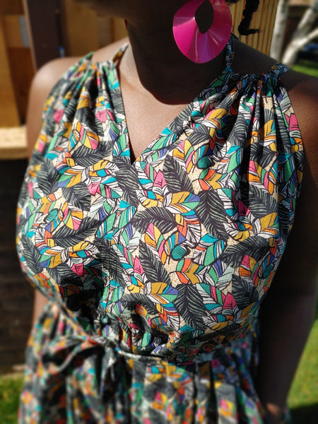 Multi-Coloured Printed Cotton Maxi Dress