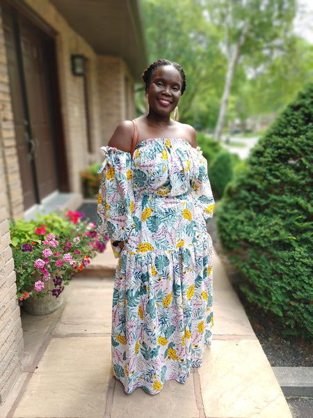 Tropical Print Two-Piece Maxi Look