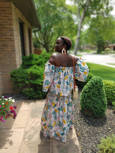 Tropical Print Two-Piece Maxi Look