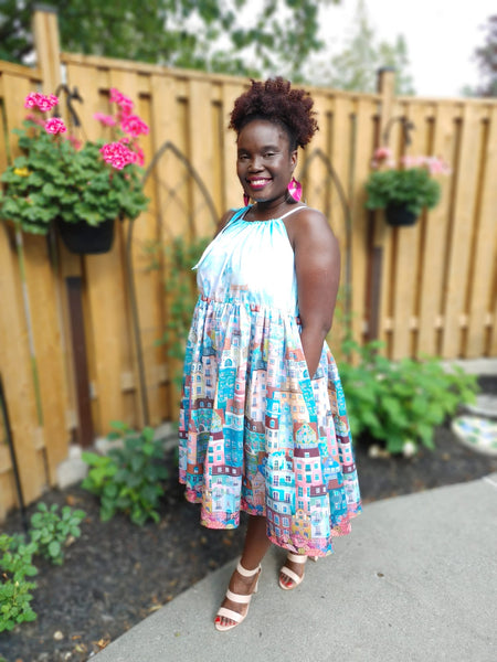 Multicoloured Art Print Midi Dress