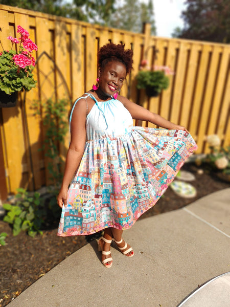 Multicoloured Art Print Midi Dress