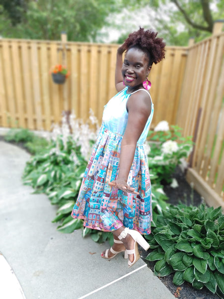 Multicoloured Art Print Midi Dress