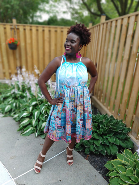 Multicoloured Art Print Midi Dress