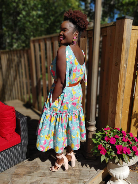 Floral Drop-Waisted Midi Dress