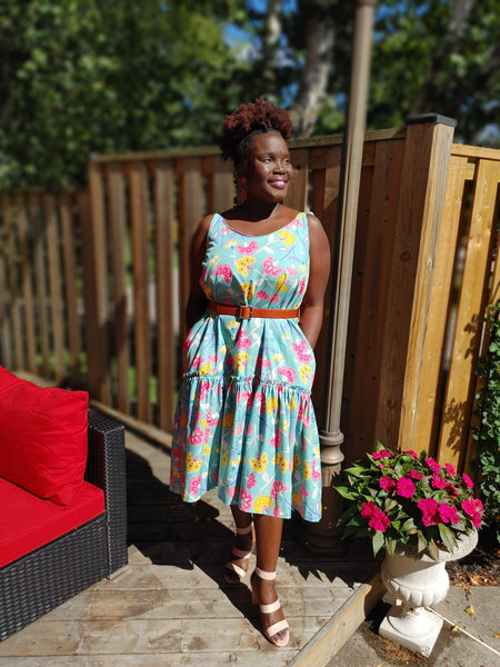 Floral Drop-Waisted Midi Dress