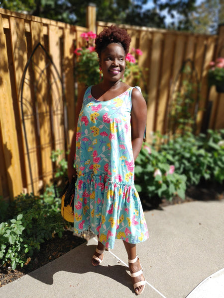 Floral Drop-Waisted Midi Dress
