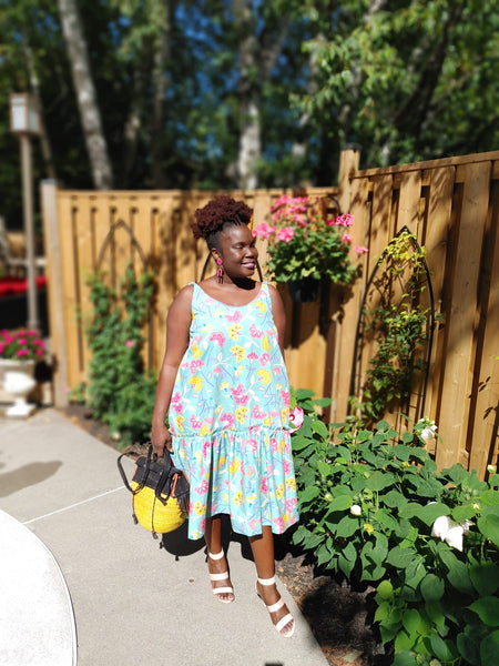 Floral Drop-Waisted Midi Dress