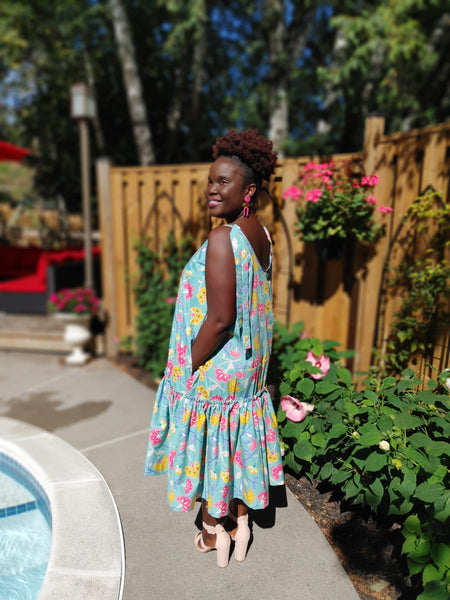 Floral Drop-Waisted Midi Dress