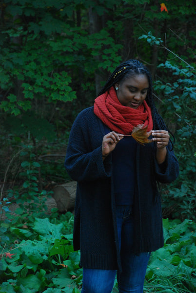 Braided Knit Infinity Scarf - Burnt Orange