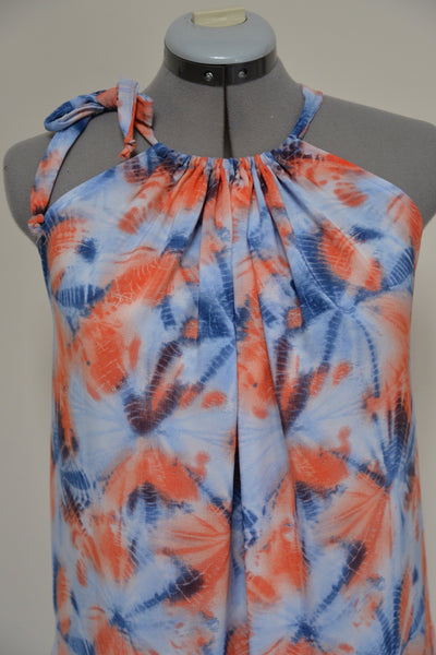 Blue & Orange Multi-Colour Maxi Dress