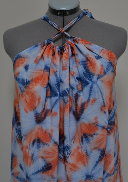 Blue & Orange Multi-Colour Maxi Dress
