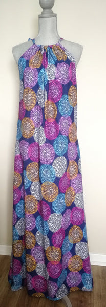 Purple & Blue Multi-Coloured Malai Cotton Maxi Dress