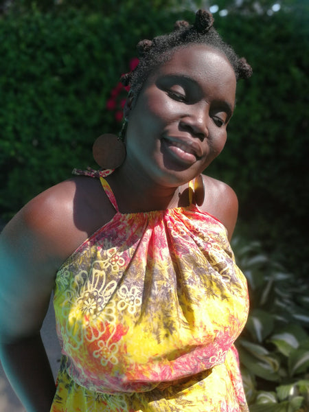 Yellow, Orange & Pink Multicoloured Maxi Dress