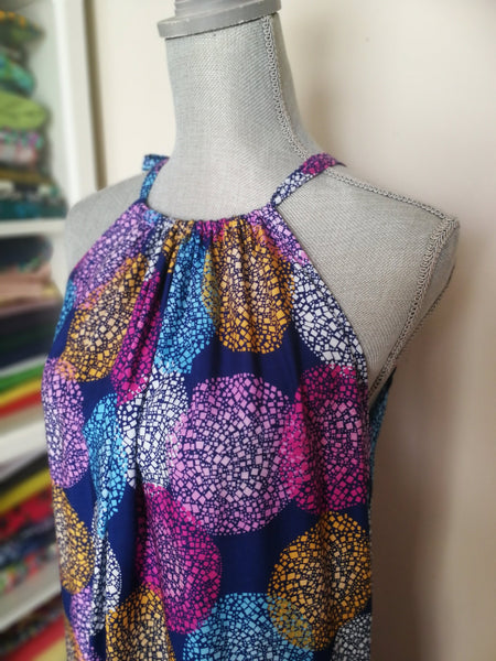 Purple & Blue Multi-Coloured Malai Cotton Maxi Dress