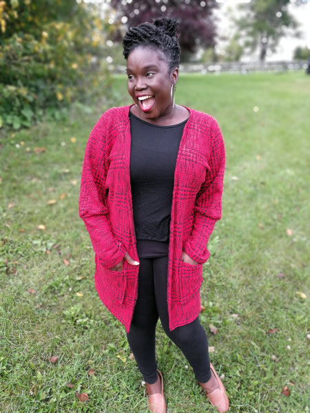 LOL Cardigan - Black and Red