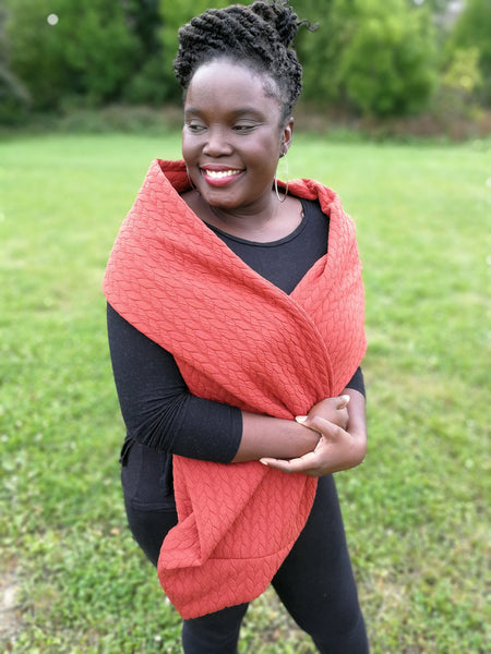 Braided Knit Infinity Scarf - Burnt Orange