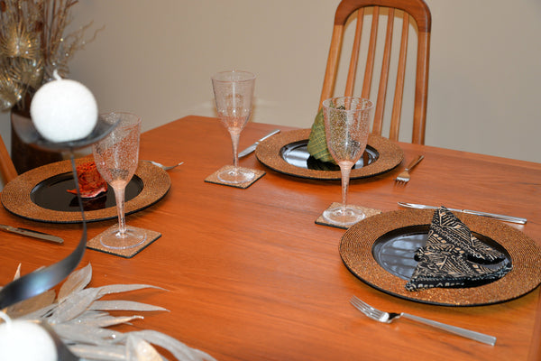 Dinner Napkins - Green and Gold (4 Piece Set)