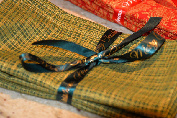 Dinner Napkins - Green and Gold (4 Piece Set)