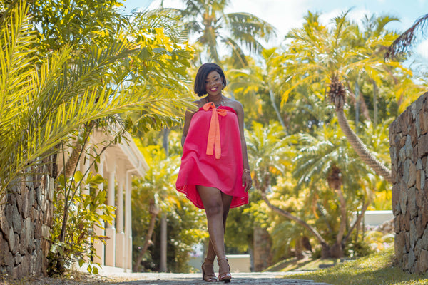 The Marcia Dress - Coral & Orange