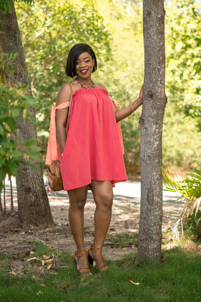 The Marcia Dress - Coral & Orange