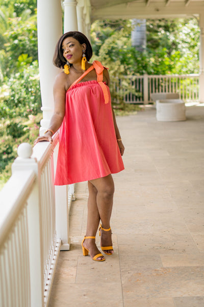 The Marcia Dress - Coral & Orange