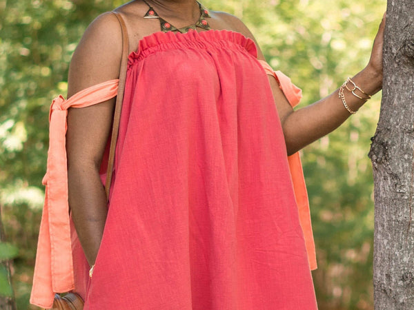 The Marcia Dress - Coral & Orange