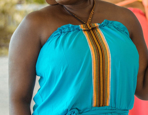 Blue Strapless Culottes Jumpsuit