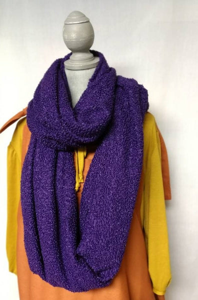 Purple Bubble Knit Infinity Scarf