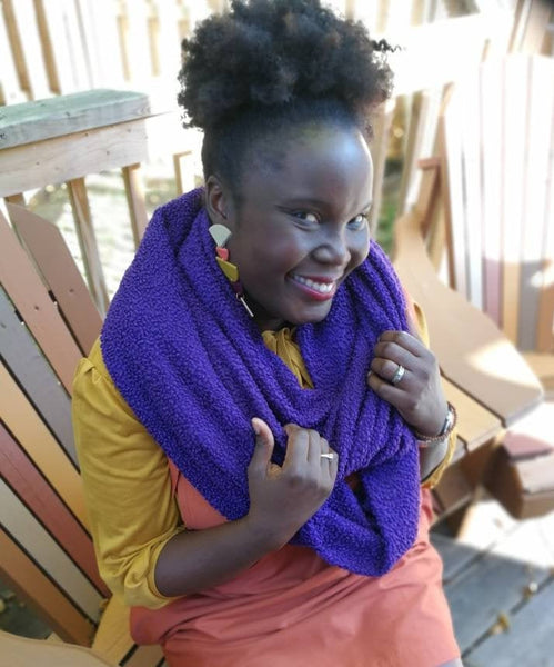 Purple Bubble Knit Infinity Scarf