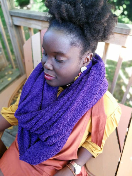 Purple Bubble Knit Infinity Scarf