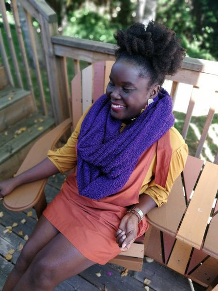 Purple Bubble Knit Infinity Scarf