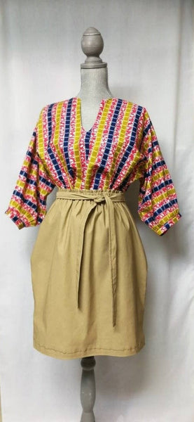 Khaki Stretch Paper Bag Waist Skirt