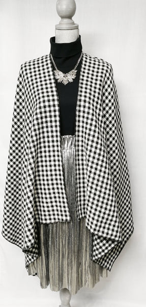 Plaid, Checkered Cream and Black Poncho