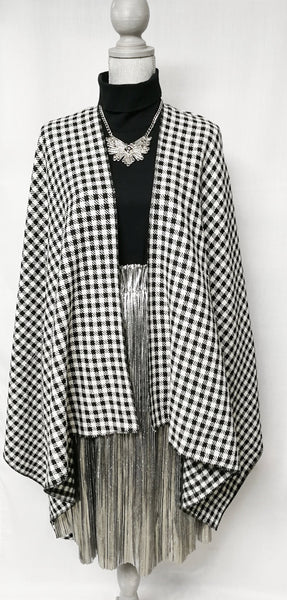 Plaid, Checkered Cream and Black Poncho