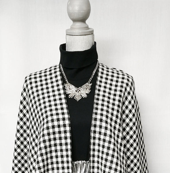 Plaid, Checkered Cream and Black Poncho
