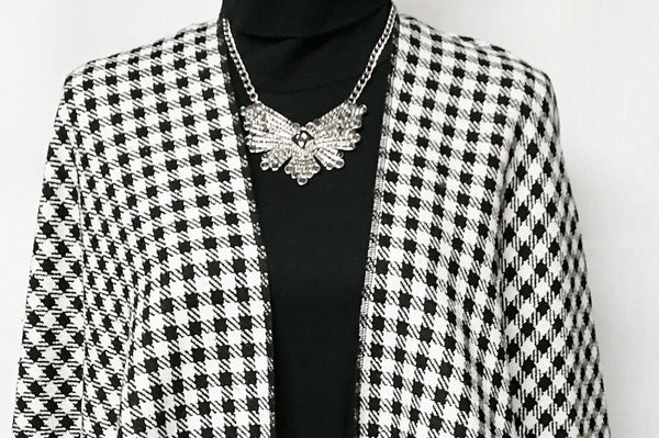 Plaid, Checkered Cream and Black Poncho