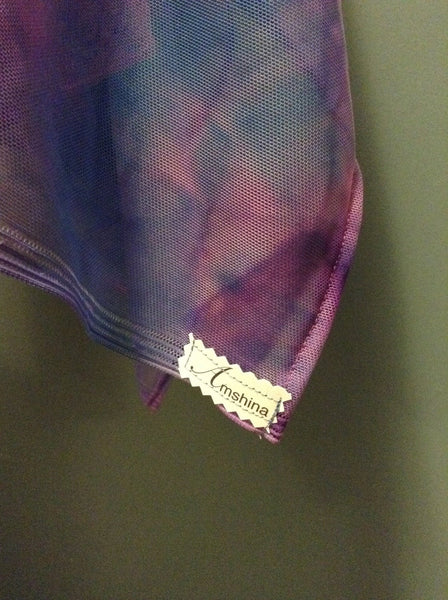 Purple Patterned Poncho Style Beach Cover Up