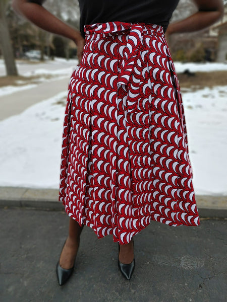 Wax Print Midi Wrap Skirt Set