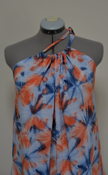 Blue & Orange Multi-Colour Maxi Dress