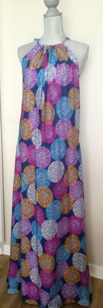 Purple & Blue Multi-Coloured Malai Cotton Maxi Dress